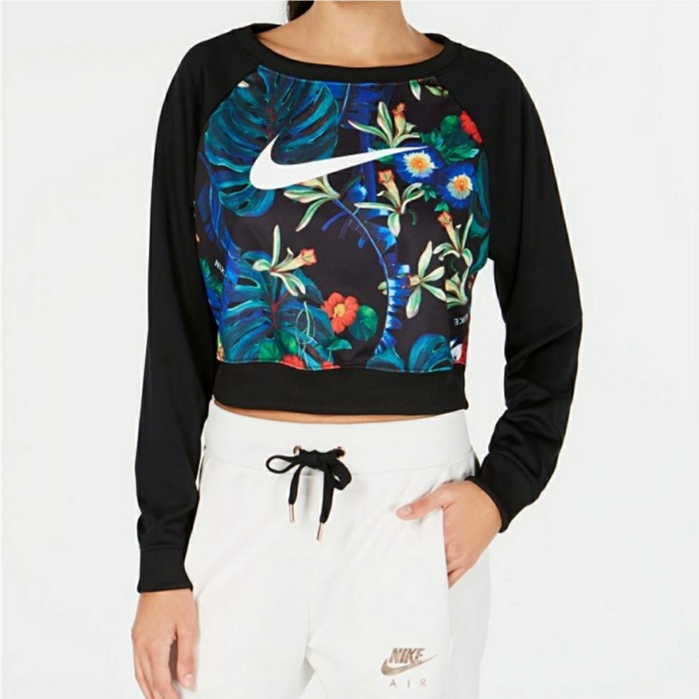 Nike Hyper Femme Cropped Crew Floral Sweatshirt Large